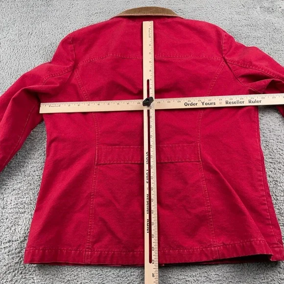 LL Bean Jacket Womens Large Red Adirondack Barn Chore Field Coat Flannel Lined - Picture 7 of 10